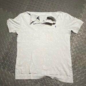 Polo by Ralph Lauren Light Gray Polo Shirt with Purple Pony